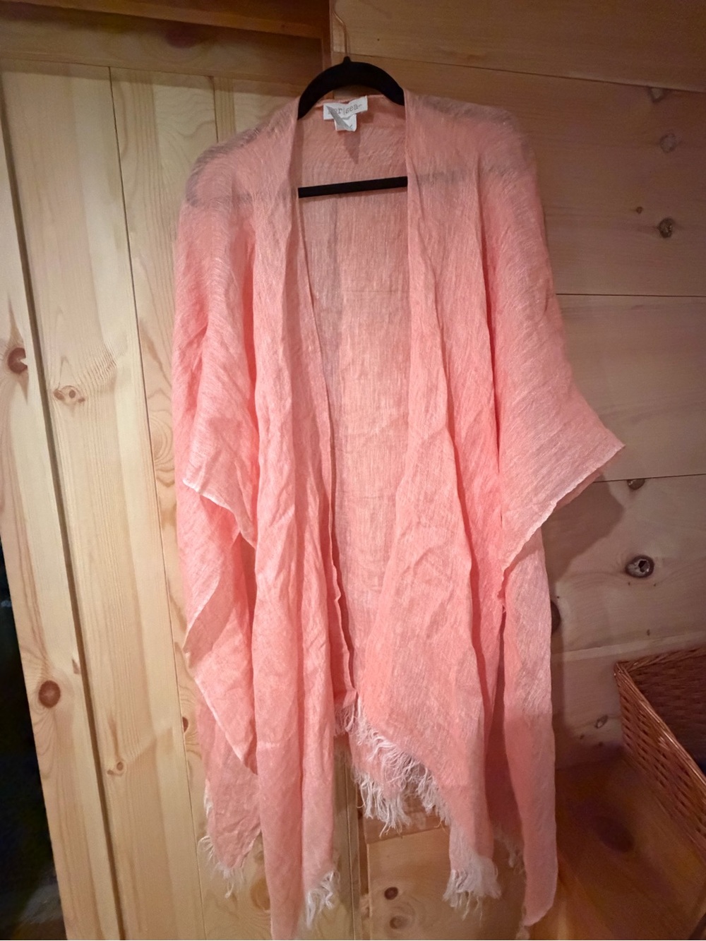 Mer Sea Light Coral Sheer Fringe Kimono